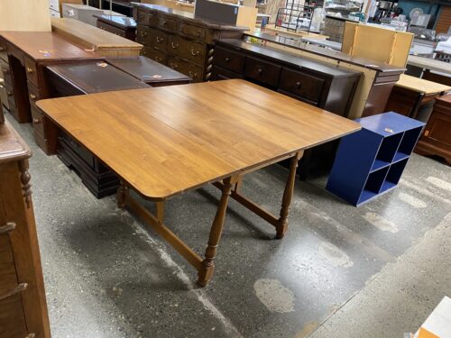 Large Antique Wooden Table with Fold out Extensions