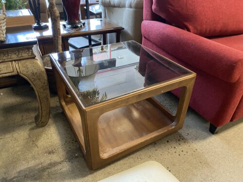 MCM Cube Wood Coffee table with Glass Top
