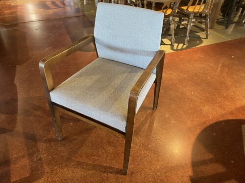 BERNHARDT DESIGN Grey Fabric Chair w/ Brown Arm