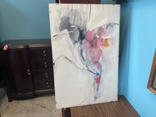 Glass Framed Abstract Watercolor Décor