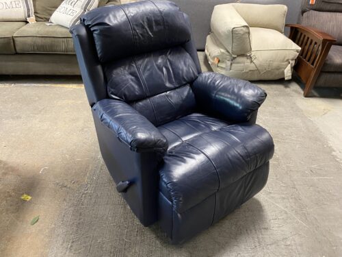 Navy Blue Faux Leather Manual Recliner