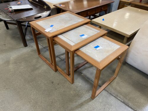 Mid Century Danish Stone Topped Nesting Tables