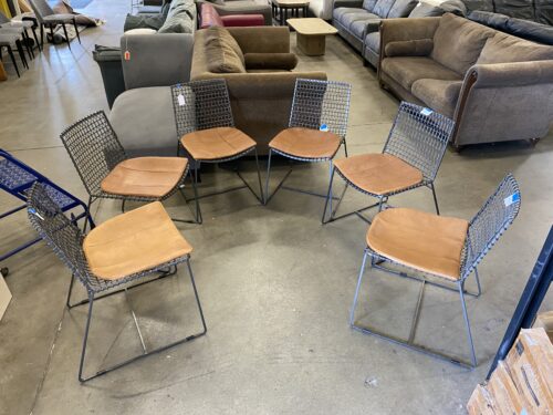 CRATE + BARREL Tig Metal Latticed Dining Chair Set of 6