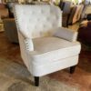 Off-White Stud Trim Accent Chair