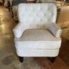 Off-White Stud Trim Accent Chair