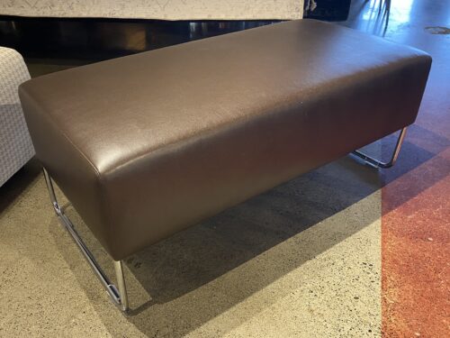 BERNHARDT Sleek Low Cocoa Brown Leather Bench