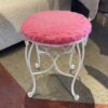 Petite Pink Stool w/ White Metal Legs