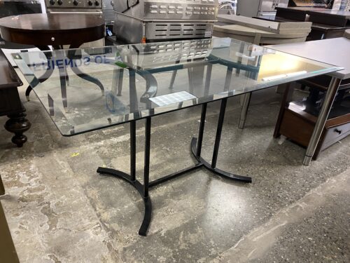 Glass Top Dining Table w/ Metal Legs