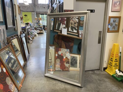 XXL Thick Silver Framed Hanging Mirror