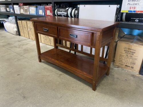 Ocher Toned Mission Style 2 Drawer Accent Table