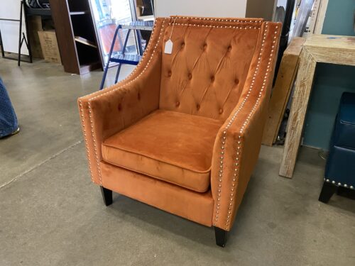 Pumpkin Colored Studded Accent Chair