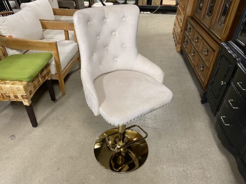 Cream Tufted Swivel Adjustable Bar Stool