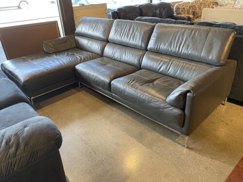 Modern Grey 2Pc. Sectional w/ Adjustable Headrest