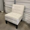 Off White Geometric Grid Slipper Chair