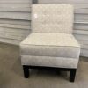 Off White Geometric Grid Slipper Chair