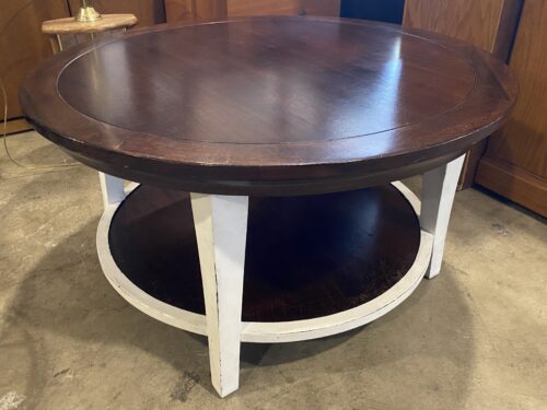 Round Espresso & White 2-Tier Coffee Table