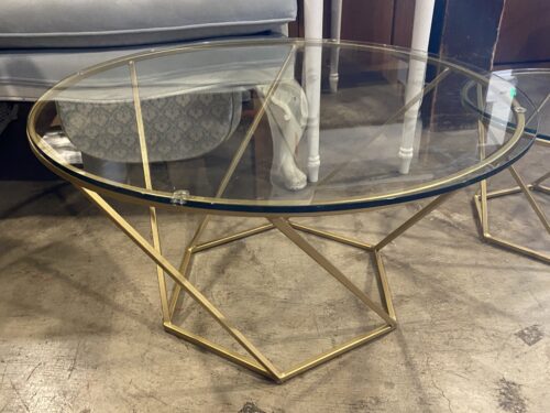 Round Gold Hexagon Base Coffee Table