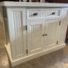 NANTUCKET White Glass-Top Expanding Kitchen Island