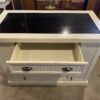 NANTUCKET White Glass-Top Expanding Kitchen Island