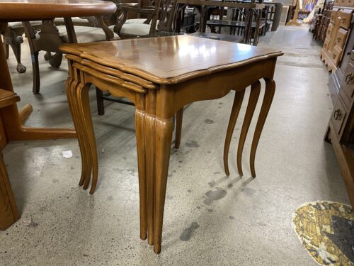 Wooden Nesting Table Set w/ Curved Legs