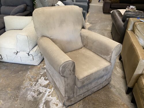 Tan Suede Swivel Rocking Armchair