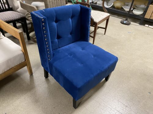 Dark Blue Lounge Chair w/ Nailhead Trim