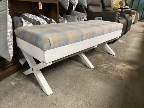 Orange & Blue Flannel Patterned Storage Bench