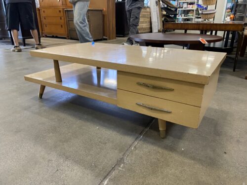 Vintage Mid-Century Tan Washed Gold Accent Coffee Table