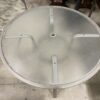 Grey Metal Circle Patio Table with Umbrella Holder
