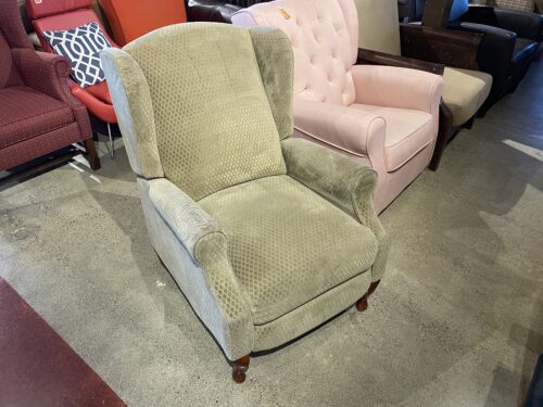 Neutral Upholstered Wingback Reclining Chair