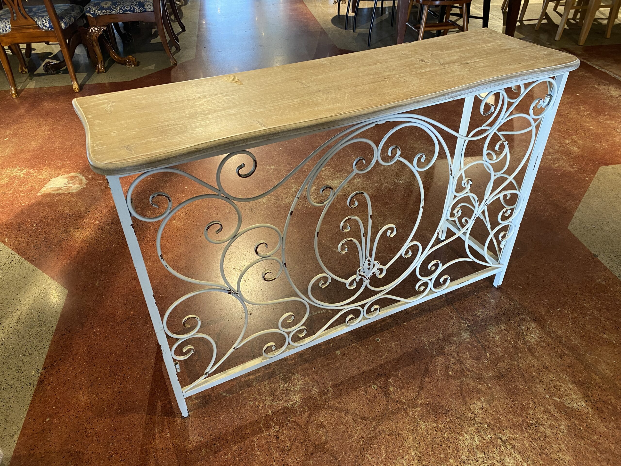Shabby Chic Wrought Iron Console Table