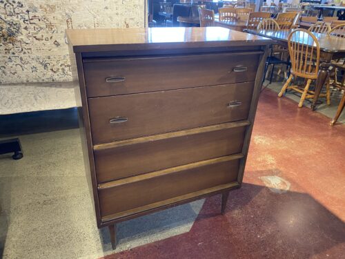 BASSETT Mid-Century Modern Vintage Four Drawer Dresser with Bronze Handles