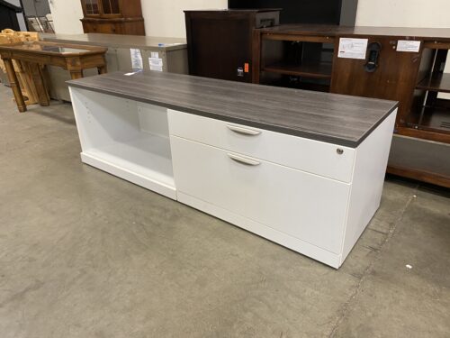 Modern Grey Wood Topped Media Center File Cabinet Combo