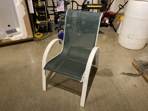 Green Mesh Sling Patio Chair with White Frame