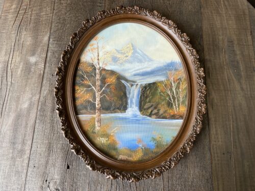 Original Mountain Scenery Oil Painting by L. Woolf