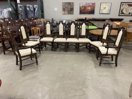 Set of 8 Elegantly Carved French Style Dining Chairs