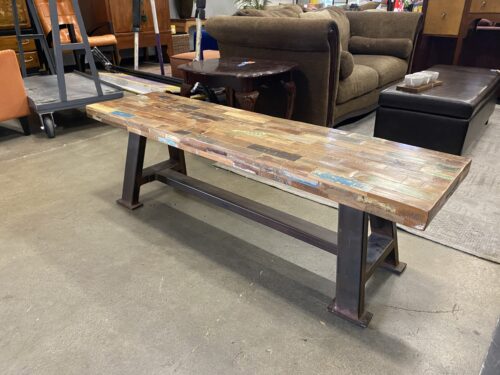 Brooklyn Industrial Turquoise Accented Bench