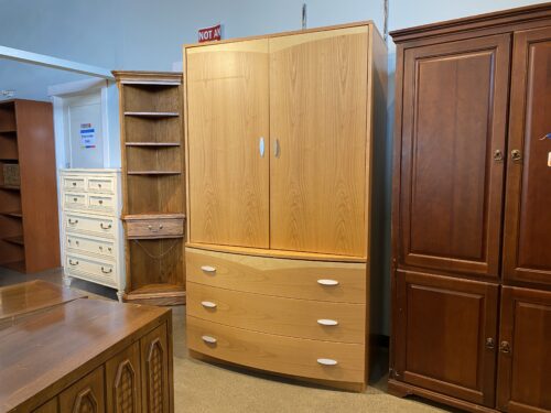 Blonde Wardrobe Cabinet w/ Tuck-Away Drawers