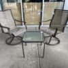 Metal Outdoor Patio Set w/ 2 Swivel Chairs & Table