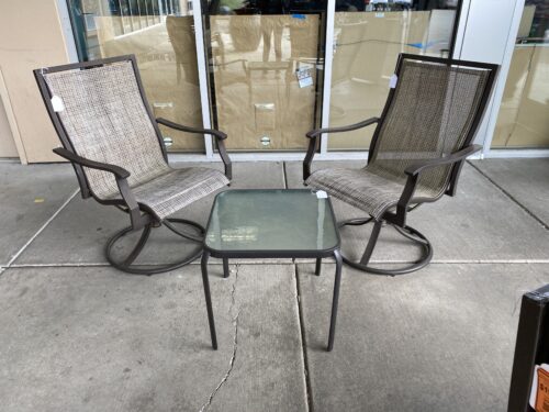 Metal Outdoor Patio Set w/ 2 Swivel Chairs & Table