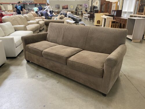 CRATE & BARREL Brown Waffle Corduroy 3 Seat Sofa