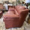 Brick Red Crescent Moons Leather Sofa and Ottoman