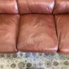 Brick Red Crescent Moons Leather Sofa and Ottoman