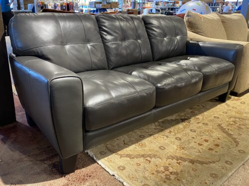 Modern Dark Grey Faux Leather Sofa