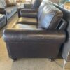 ABBYSON Two Seater Black Leather Loveseat with Nailhead Detail