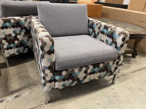 Modern Square Office Accent Chair with Hexagon Pattern