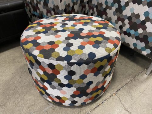 Hexagon Pattern Fabric Ottoman