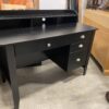 Compact Black Desk with Monitor Shelf