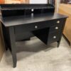 Compact Black Desk with Monitor Shelf