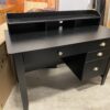 Compact Black Desk with Monitor Shelf